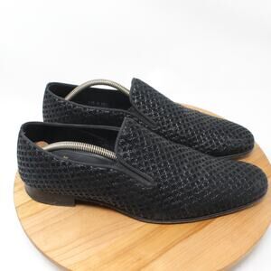 Mezlan Shoe Men 11.5 Boheme Embossed Suede Venetian Loafers Slip On Formal Black